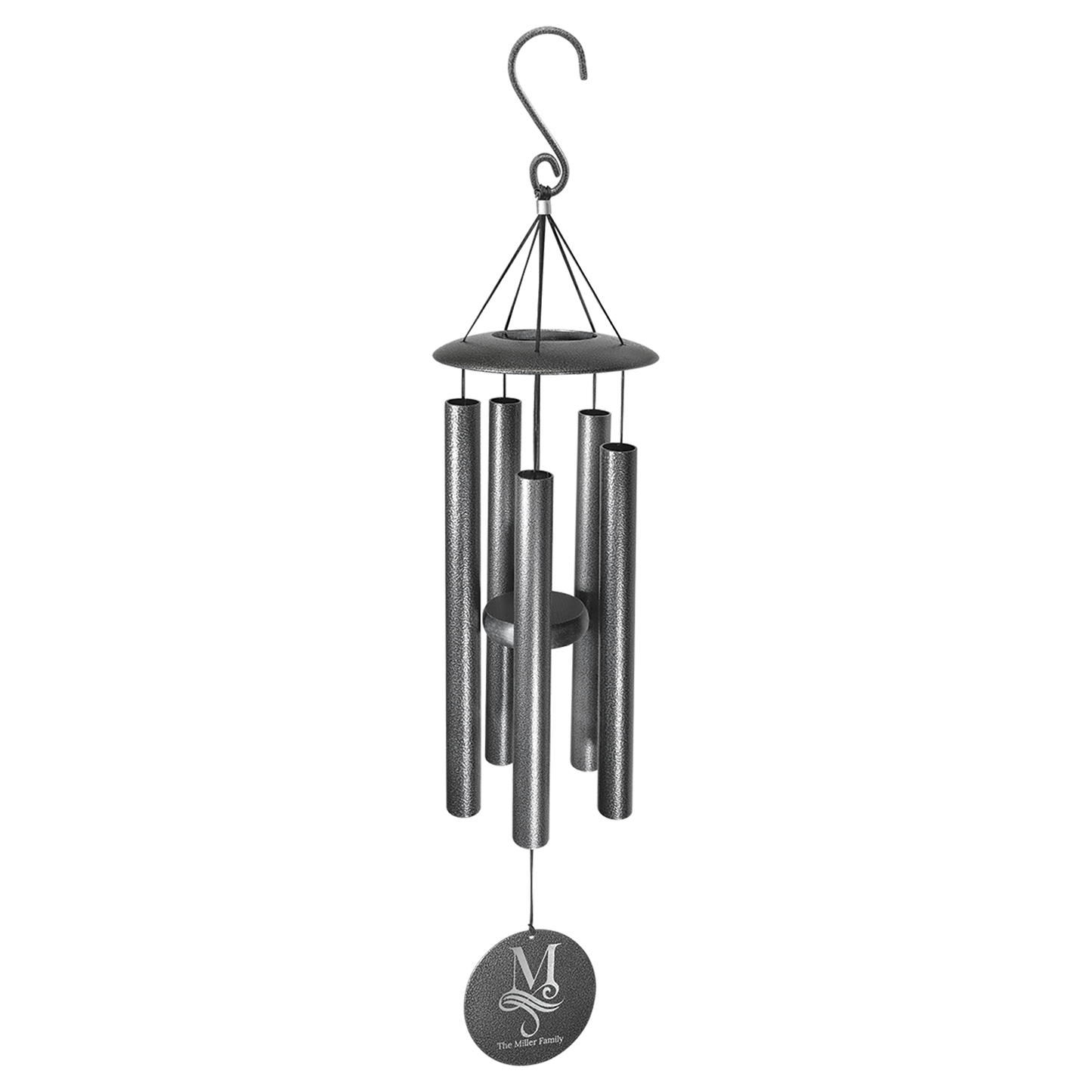 Black Powder‑Coated Aluminum Wind Chimes — Custom Laser Engraved