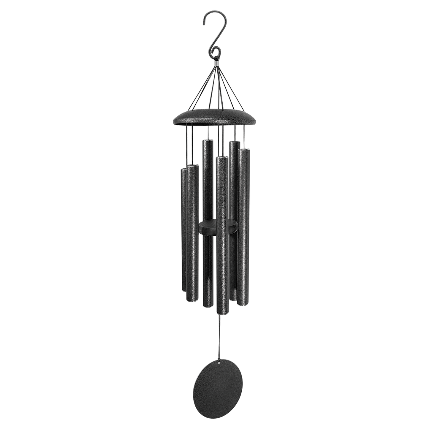 Black Powder‑Coated Aluminum Wind Chimes — Custom Laser Engraved