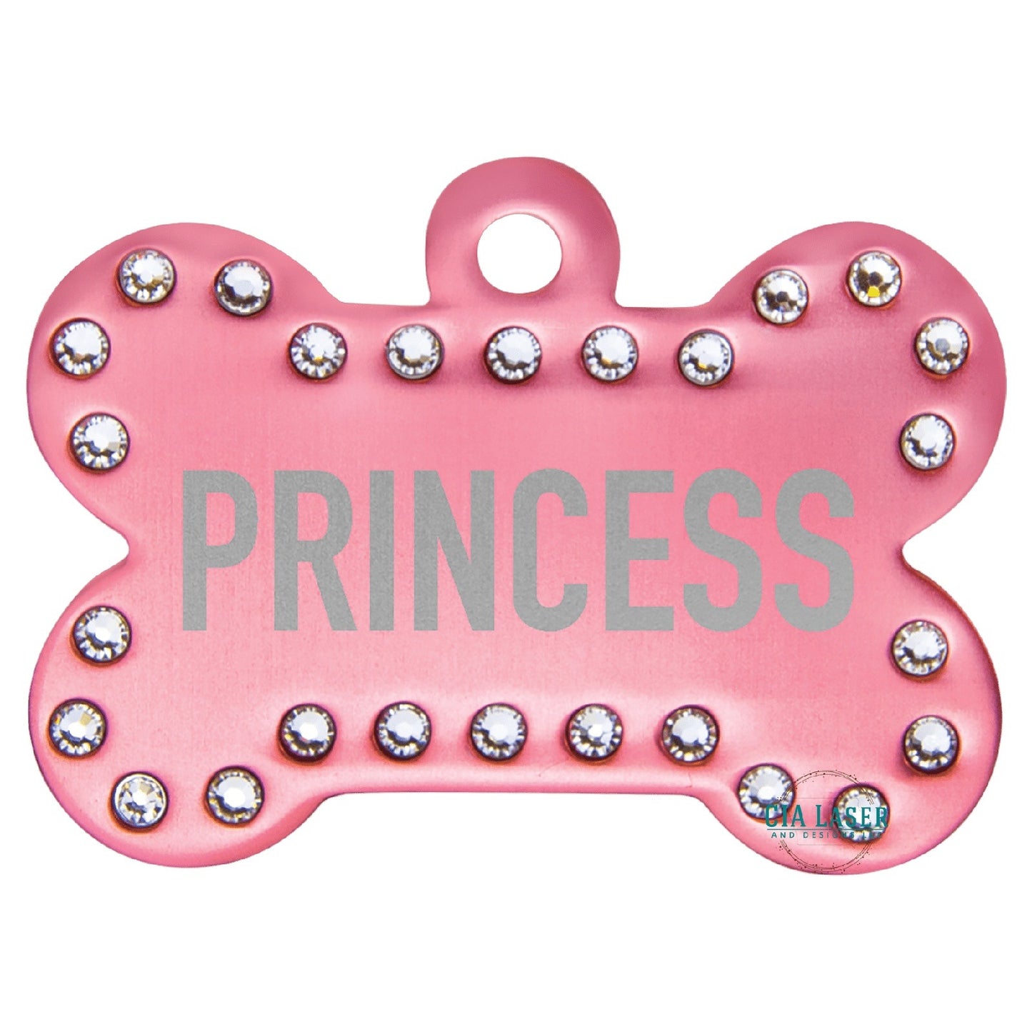 Laser Engraved Swarovski Element Dog Bone ID Tag- Crystal Dog Tag - Bling Dog Tag - Engraved Dog Tag - Personalized Pet Tag - Sparkly Tag