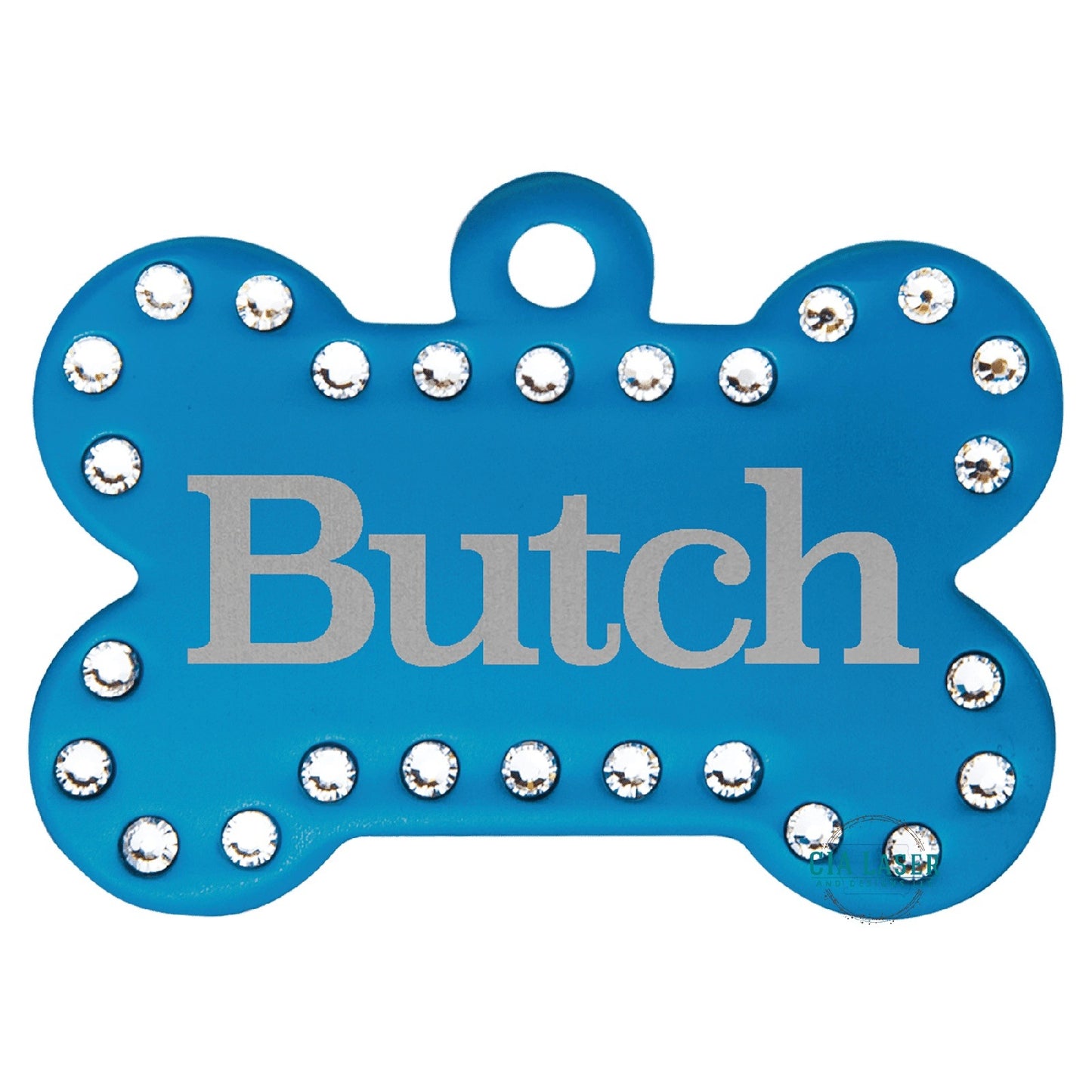 Laser Engraved Swarovski Element Dog Bone ID Tag- Crystal Dog Tag - Bling Dog Tag - Engraved Dog Tag - Personalized Pet Tag - Sparkly Tag