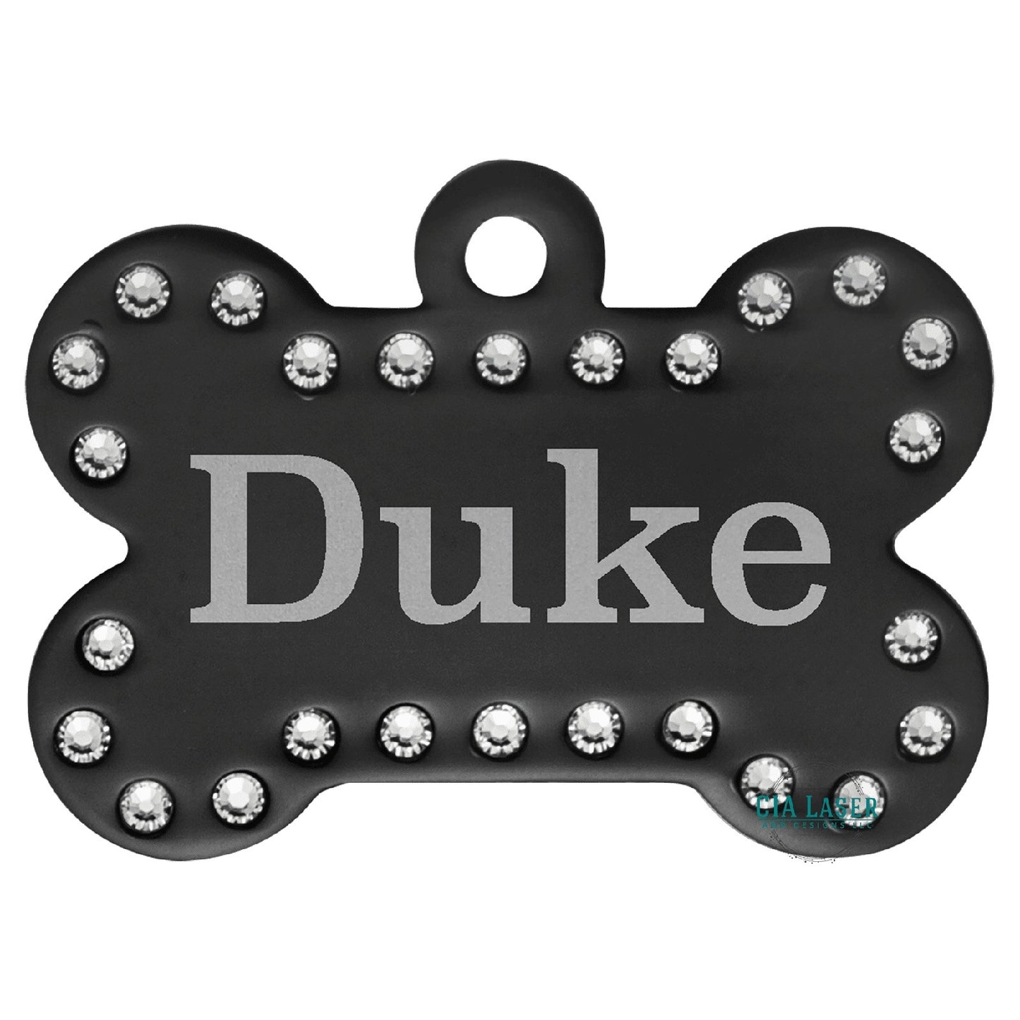 Laser Engraved Swarovski Element Dog Bone ID Tag- Crystal Dog Tag - Bling Dog Tag - Engraved Dog Tag - Personalized Pet Tag - Sparkly Tag