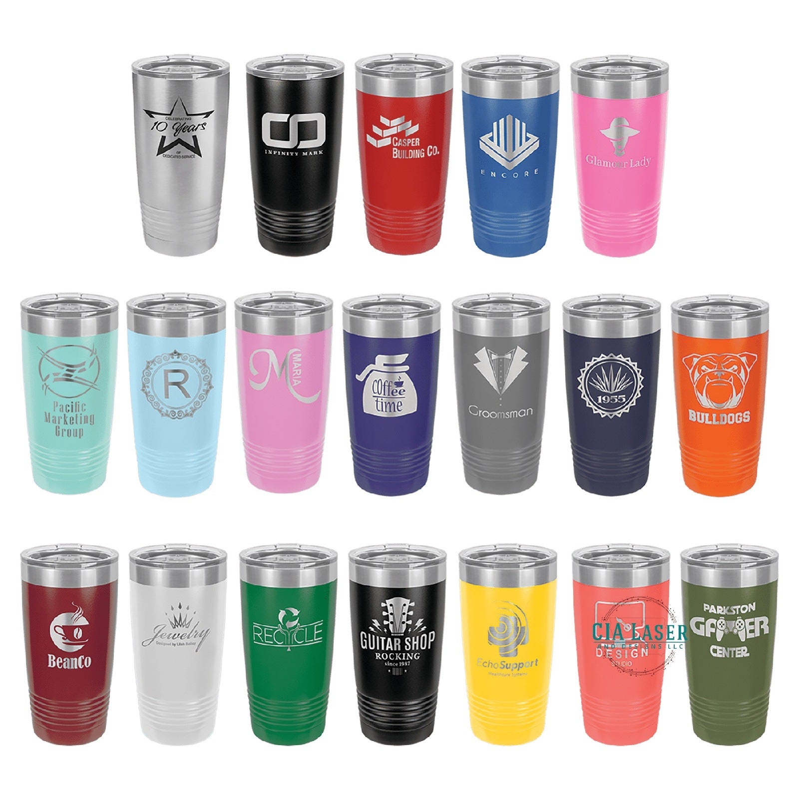 Personalized 20oz Tumbler, ADD YOUR LOGO, Wholesale Tumblers, Laser Engraved Cup, Corporate Gift, Branded, Powder Coated, Bulk Tumblers