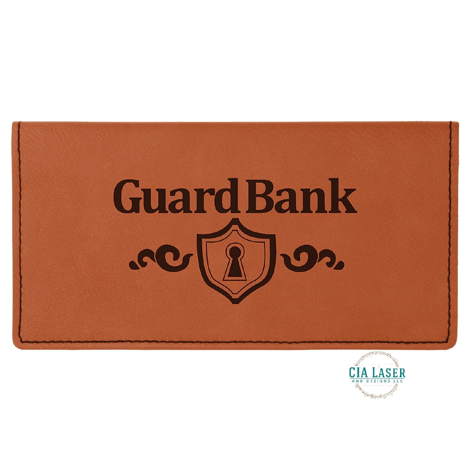 Personalized Laser Engraved Leatherette Checkbook Cover
